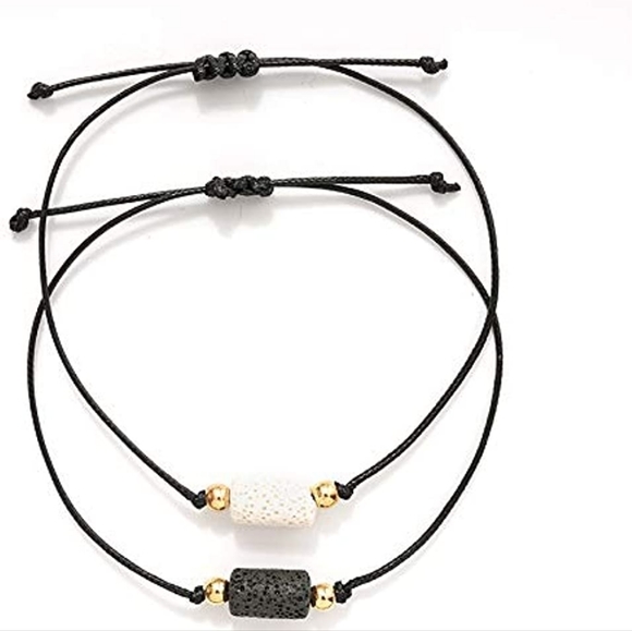 Simple Volcanic Stone Bracelet Pinky Swear Matching Set - Picture 3 of 8